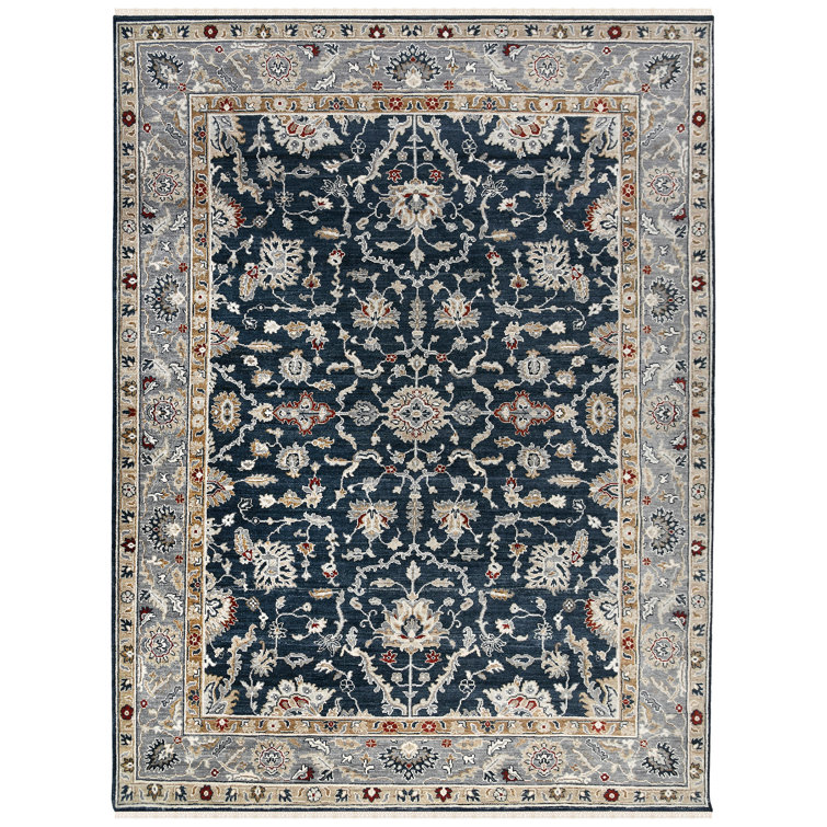 Bristol Blue Hand-Knotted Wool Area Rug 8' x 10'
