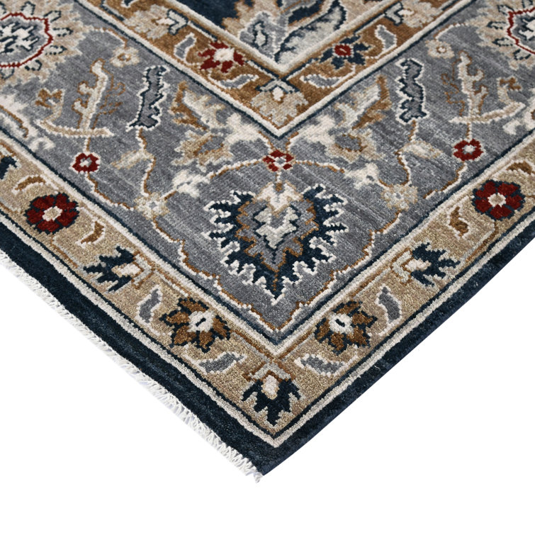 Bristol Blue Hand-Knotted Wool Area Rug 8' x 10'