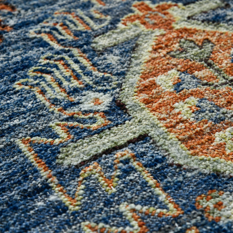 Hand-Knotted Blue Wool Traditional Area Rug 8' x 10'