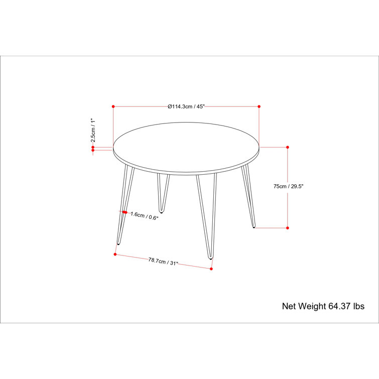 Hunter 45" Natural Mango Wood Round Dining Table