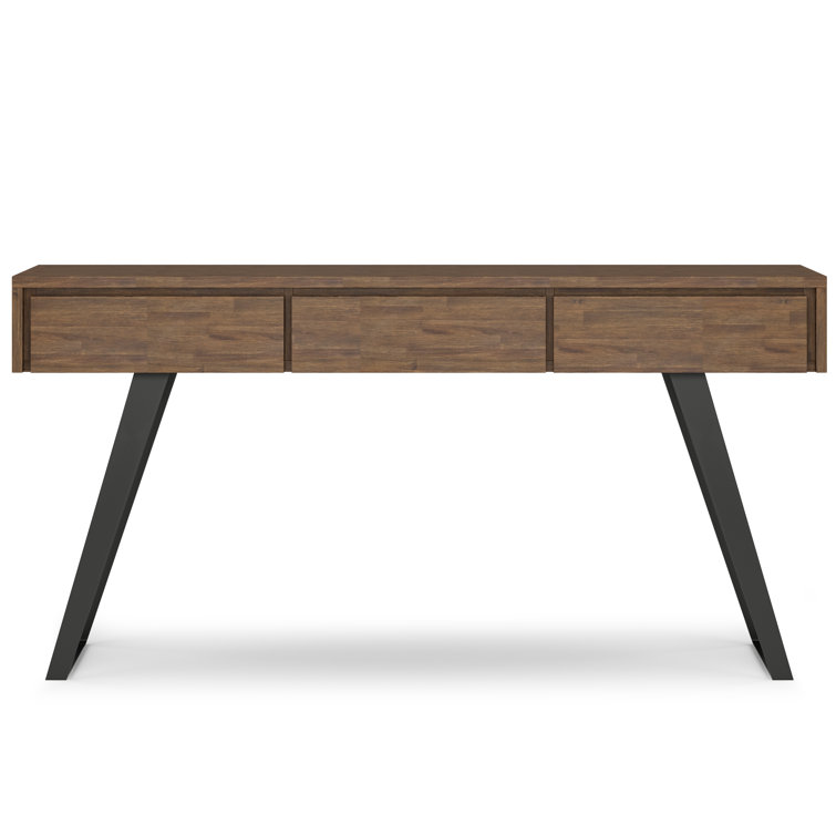 Rustic Natural Aged Brown Acacia & Metal Industrial Console with Storage
