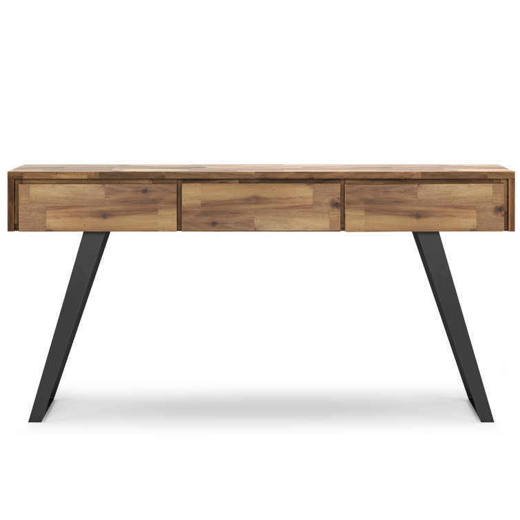 Golden Wheat Rustic Console Table with Metal Legs and Storage