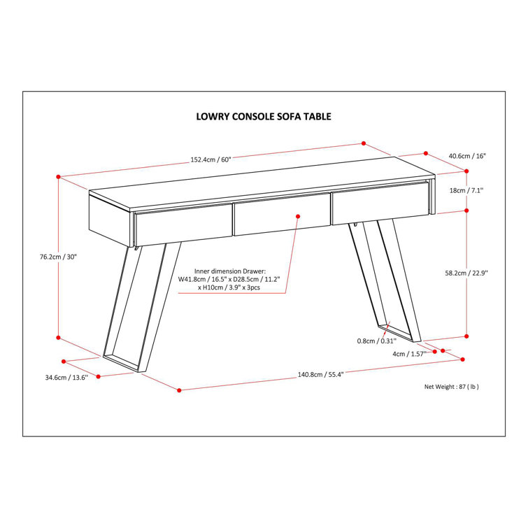 Natural Mango Wood and Metal Console Table with Storage