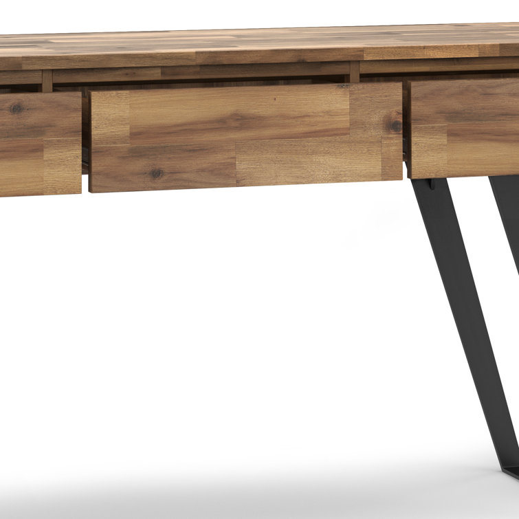 Golden Wheat Rustic Console Table with Metal Legs and Storage