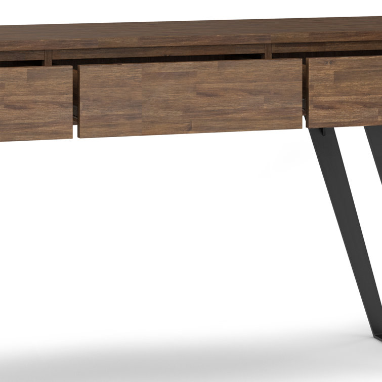 Rustic Natural Aged Brown Acacia & Metal Industrial Console with Storage