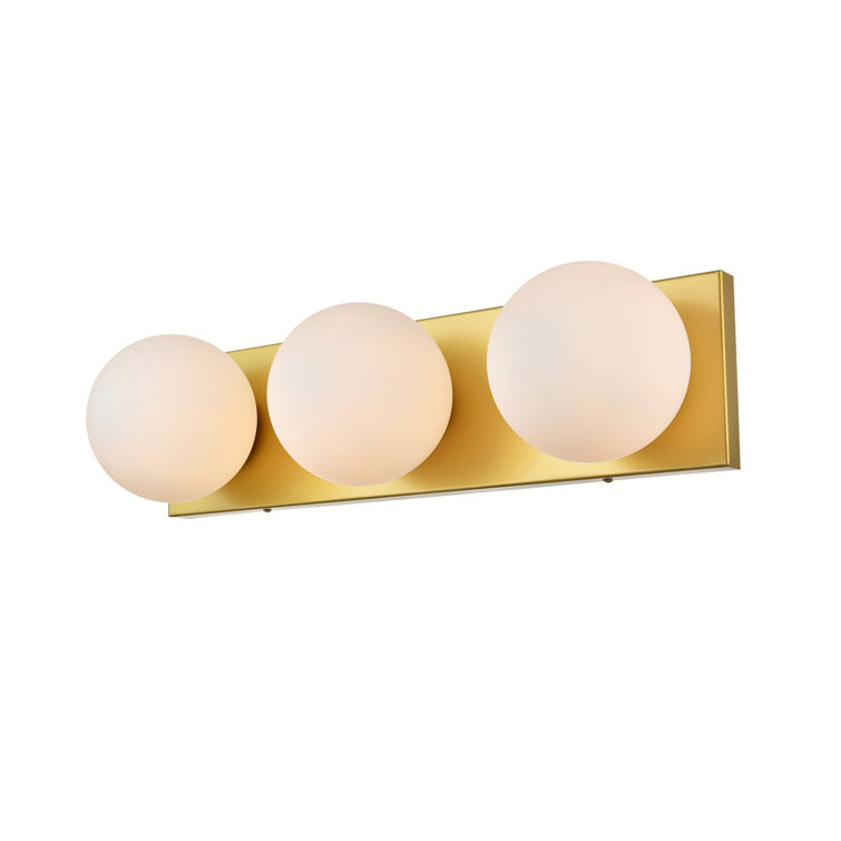 Brass 3-Light Dimmable Vanity Fixture with Beige Glass Shades