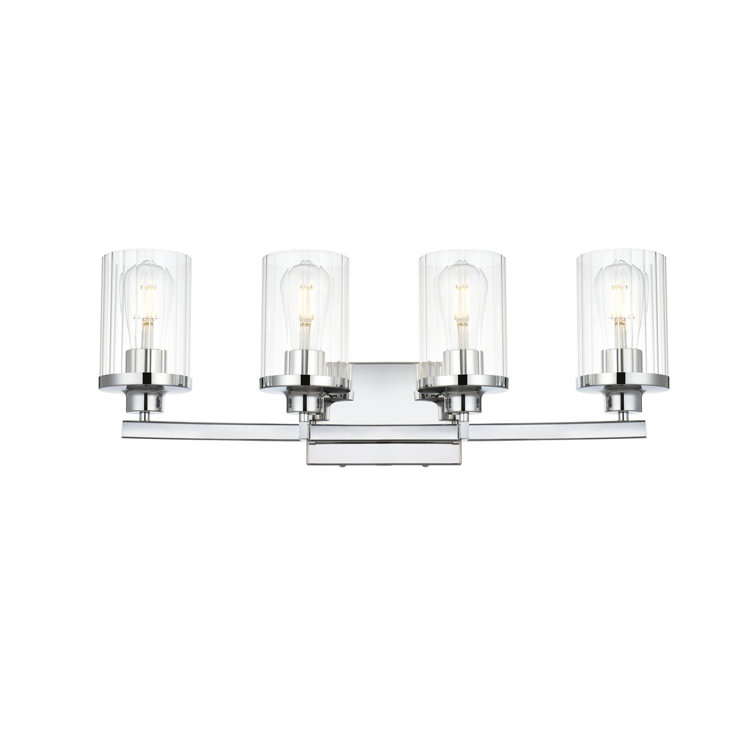 Dariela 4-Light Chrome and Clear Glass Vanity Light