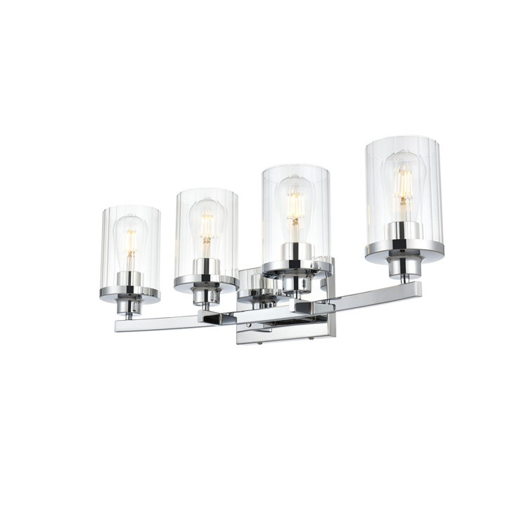 Dariela 4-Light Chrome and Clear Glass Vanity Light