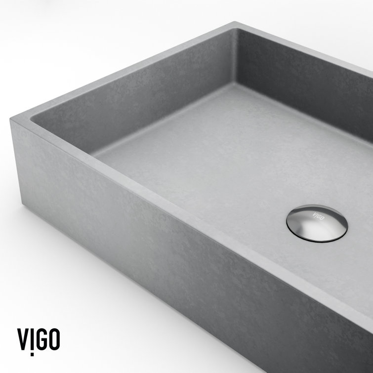 Concreto Stone 24" Gray Rectangular Vessel Bathroom Sink