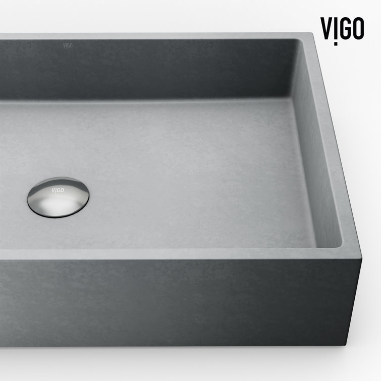 Concreto Stone 24" Gray Rectangular Vessel Bathroom Sink