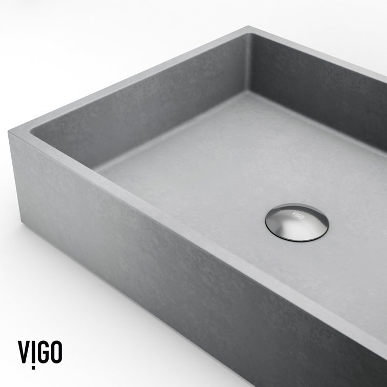 Eco-Friendly Gray Concrete Rectangular Vessel Bathroom Sink