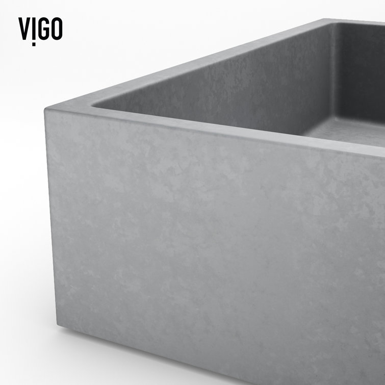 Eco-Friendly Gray Concrete Rectangular Vessel Bathroom Sink