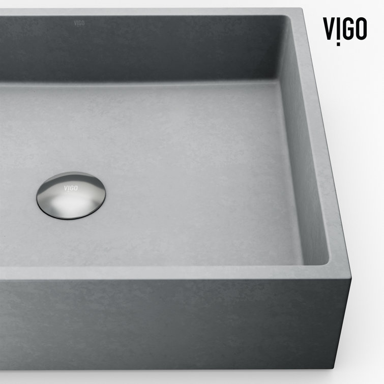 Eco-Friendly Gray Concrete Rectangular Vessel Bathroom Sink