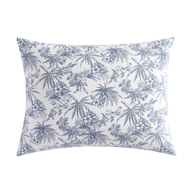 Pen and Ink Blue Floral Cotton Queen Duvet Cover Set