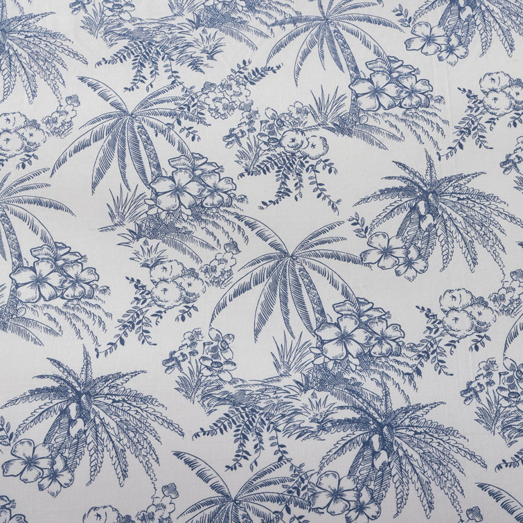 Pen and Ink Blue Floral Cotton Queen Duvet Cover Set
