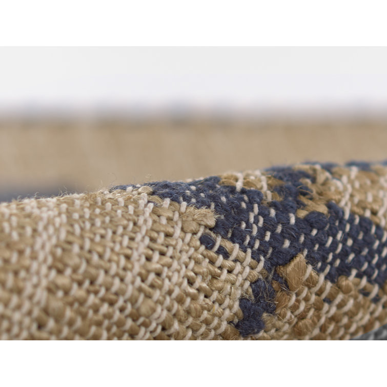Handmade Blue Wool Rectangular Area Rug, 3'6" x 5'6"