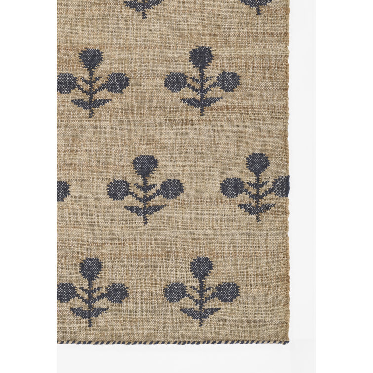 Handmade Blue Wool Rectangular Area Rug, 3'6" x 5'6"