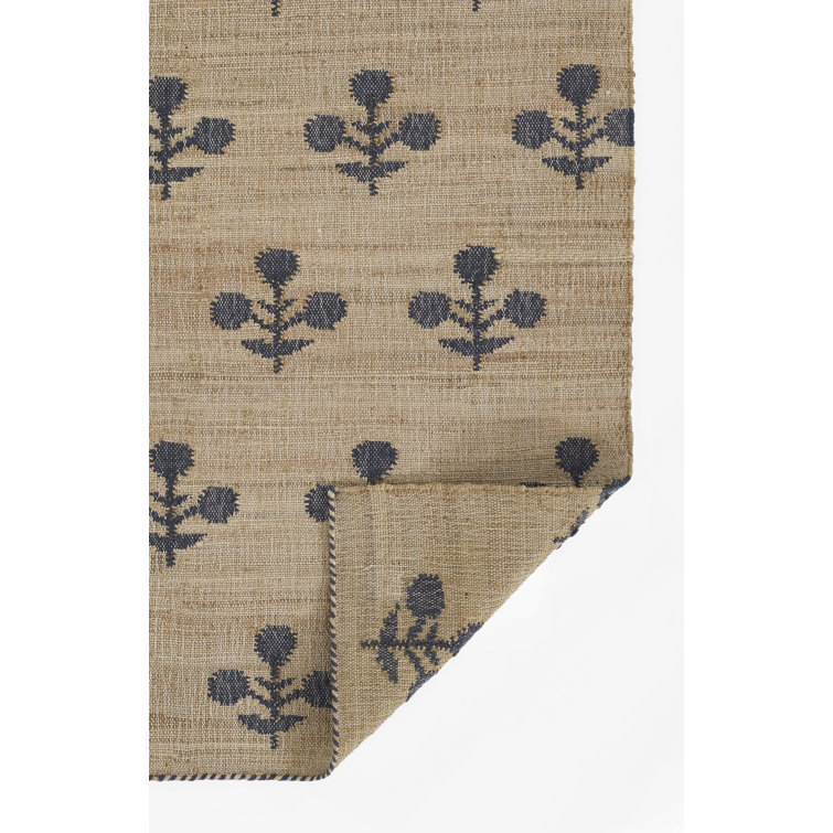 Handmade Blue Wool Rectangular Area Rug, 3'6" x 5'6"