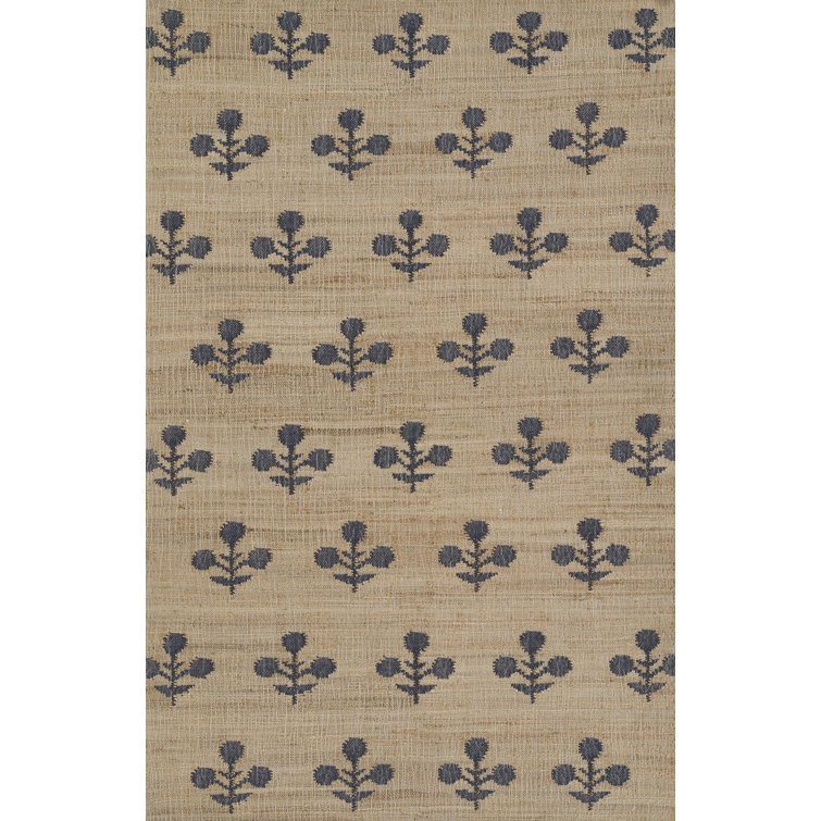 Handmade Blue Wool Rectangular Area Rug, 3'6" x 5'6"
