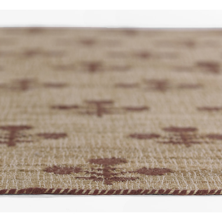 Rust and Beige Flat Woven Wool Runner Rug