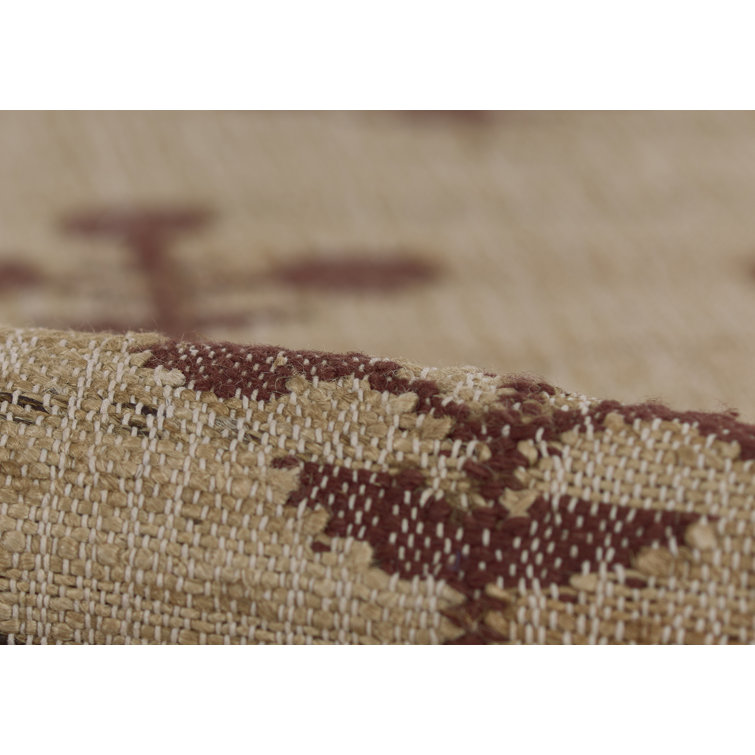 Rust and Beige Flat Woven Wool Runner Rug