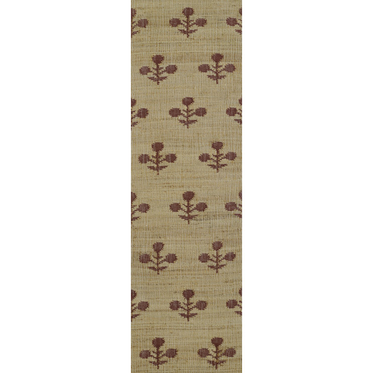 Rust and Beige Flat Woven Wool Runner Rug