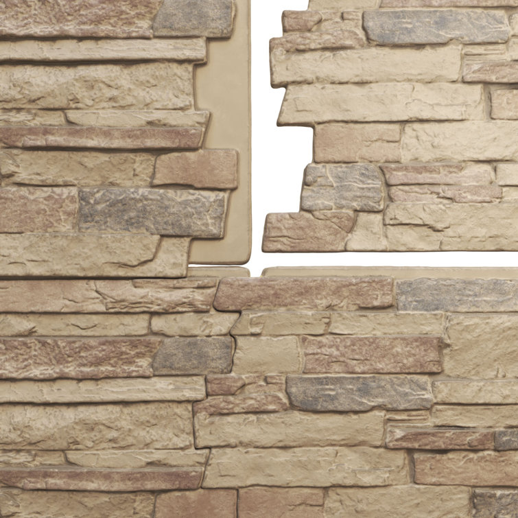 Colfax Faux Stone Siding Panel in Beige and Brown