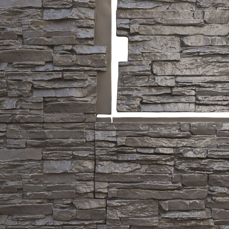 Slate Gray Faux Stone Siding Panel for Interior/Exterior