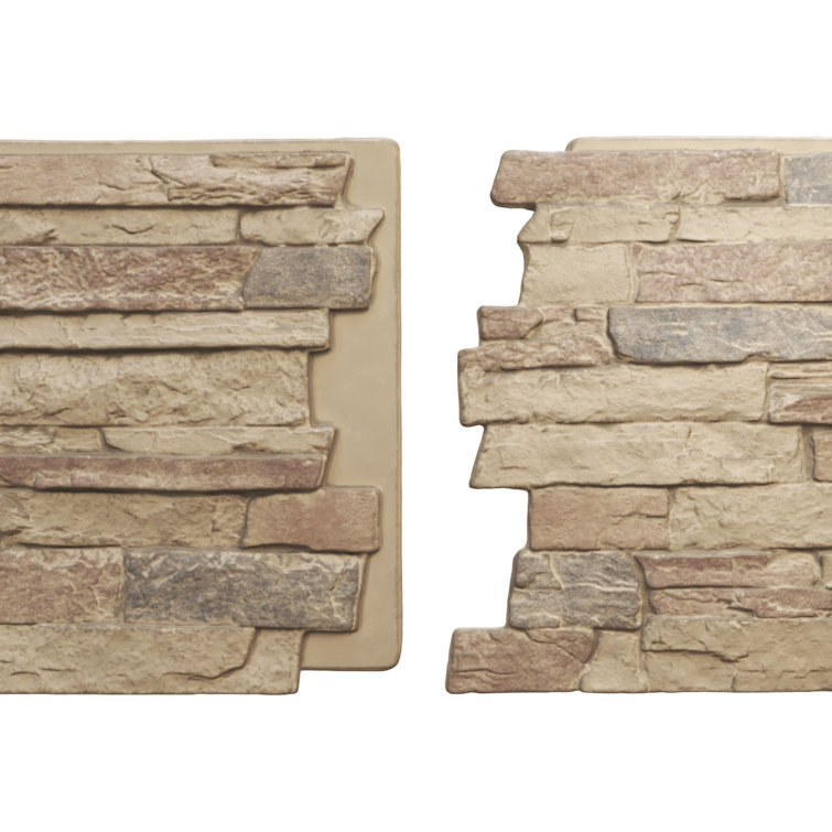 Colfax Faux Stone Siding Panel in Beige and Brown