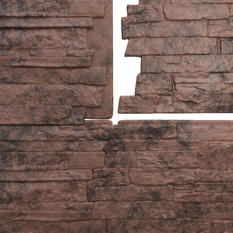 Canyon Brown Faux Stone Wall Paneling 48" x 24"