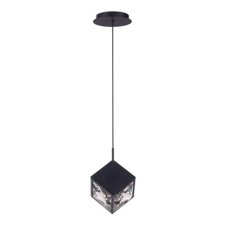Ice Cube Mini LED Black Brass Pendant with Crystal Diffuser