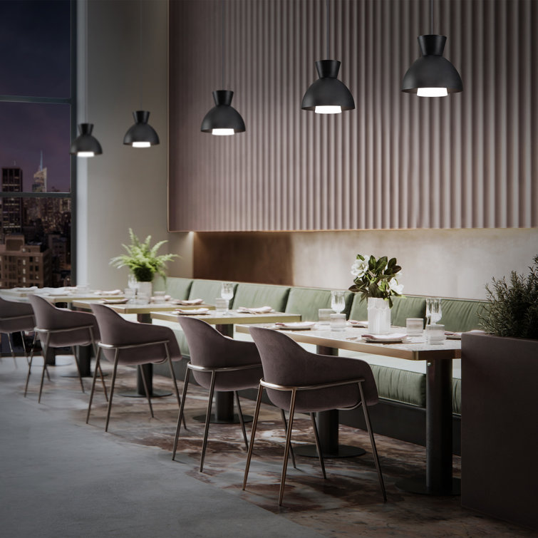 Black Aluminum LED Indoor/Outdoor Bowl Pendant Light