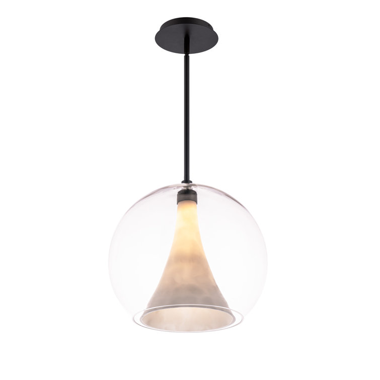 Chantilly Black Crystal Globe LED Pendant with Faux Alabaster Diffuser