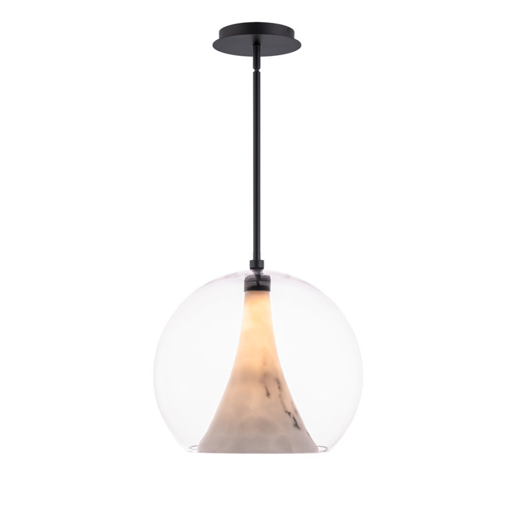 Chantilly Black Crystal Globe LED Pendant with Faux Alabaster Diffuser
