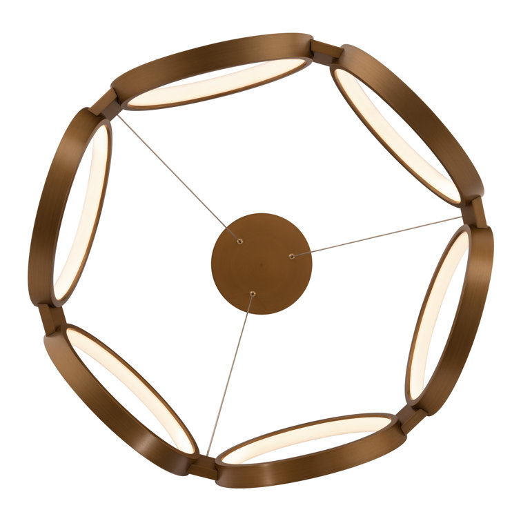 Aged Brass 24" LED Geometric Pendant with Silicone Diffuser