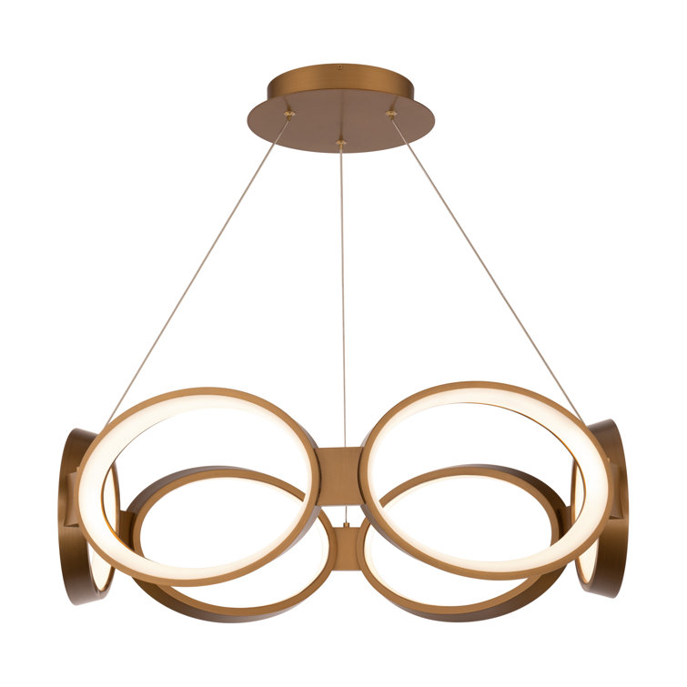 Aged Brass 24" LED Geometric Pendant with Silicone Diffuser