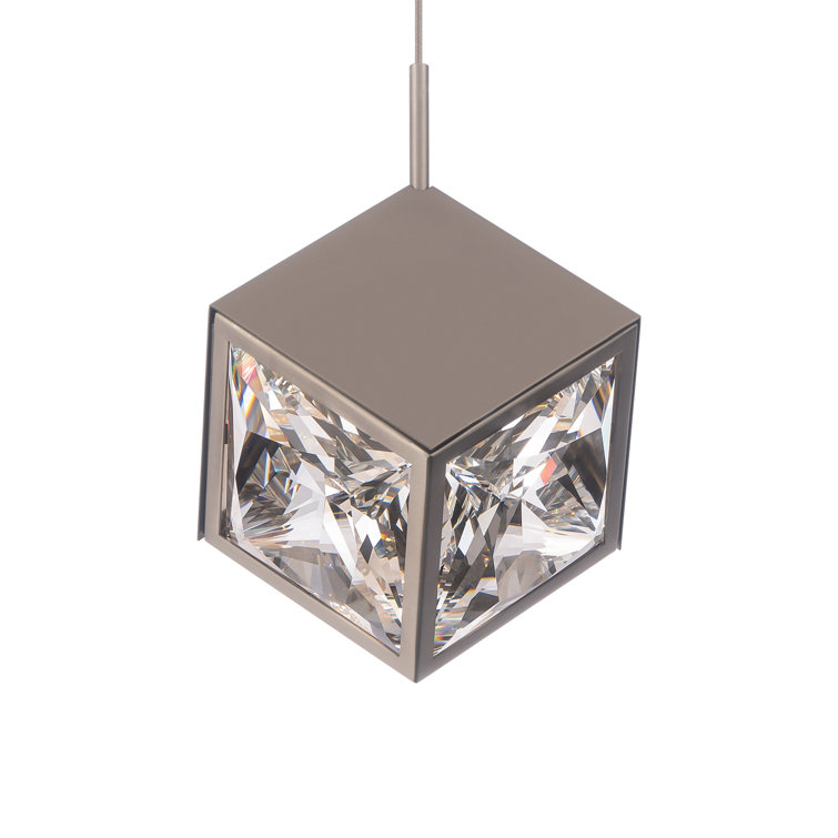 Mini Brushed Nickel Crystal LED Indoor/Outdoor Pendant Light