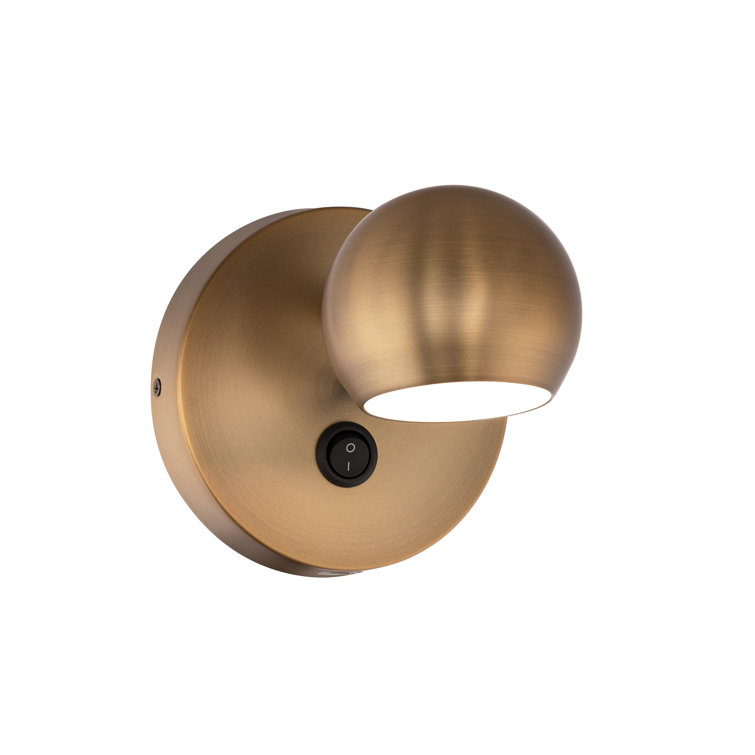 Aged Brass LED Wall Sconce with Polycarbonate Shade