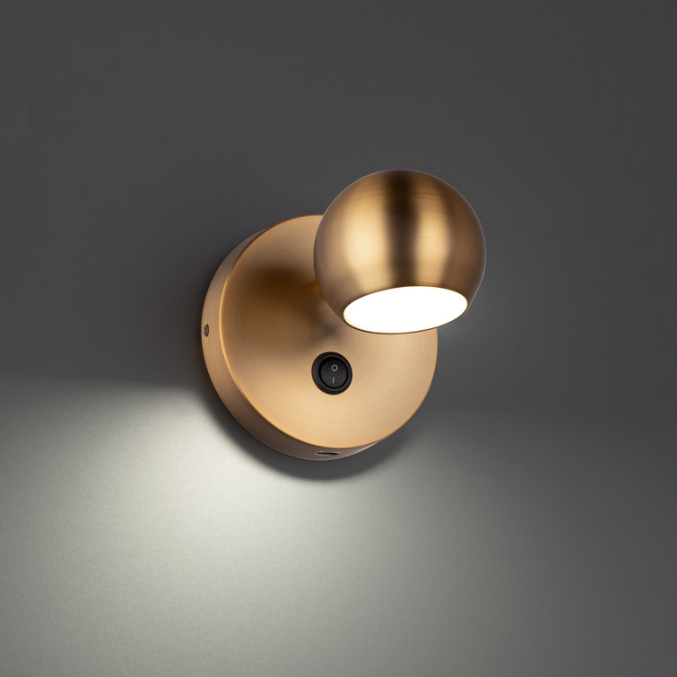 Aged Brass LED Wall Sconce with Polycarbonate Shade