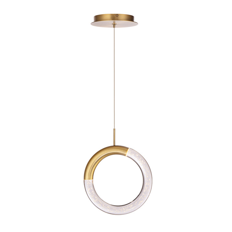 Circle Harmony Aged Brass LED Pendant with Acrylic Shade