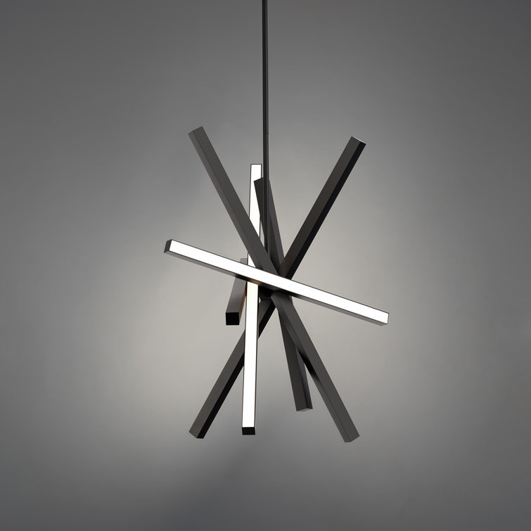 Sleek Black 28" LED Pendant with Rotatable Light Bar and Dimmable Feature