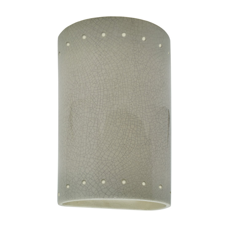 Celadon Green Crackle Ceramic Cylinder Sconce with LED Bulb