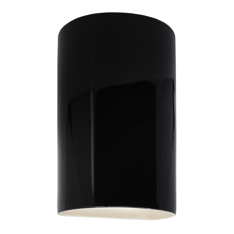 Gloss Black Cylinder Outdoor LED Wall Sconce