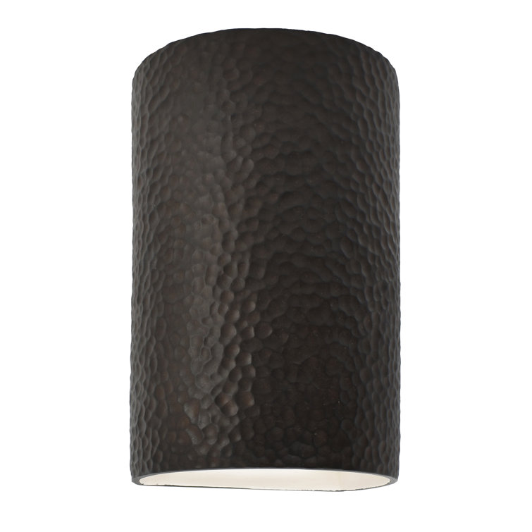 Hammered Iron Cylinder Ceramic Outdoor Wall Light