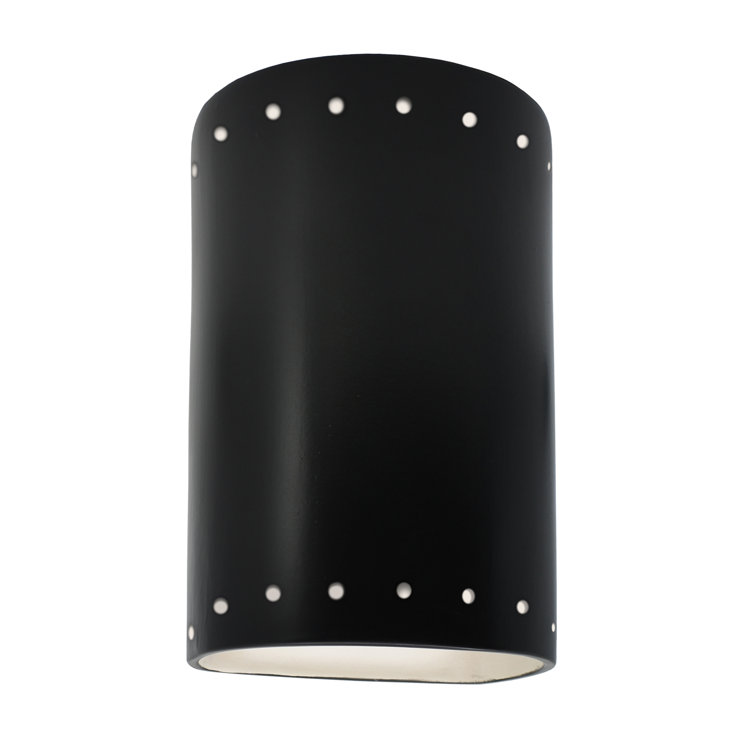 Matte Black Ceramic Cylinder Wall Sconce, 13" Dimmable