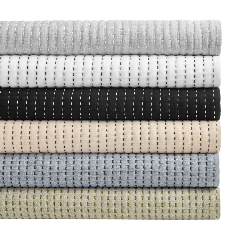 Evergreen Twin Size Cotton Jacquard Pick Stitch Coverlet