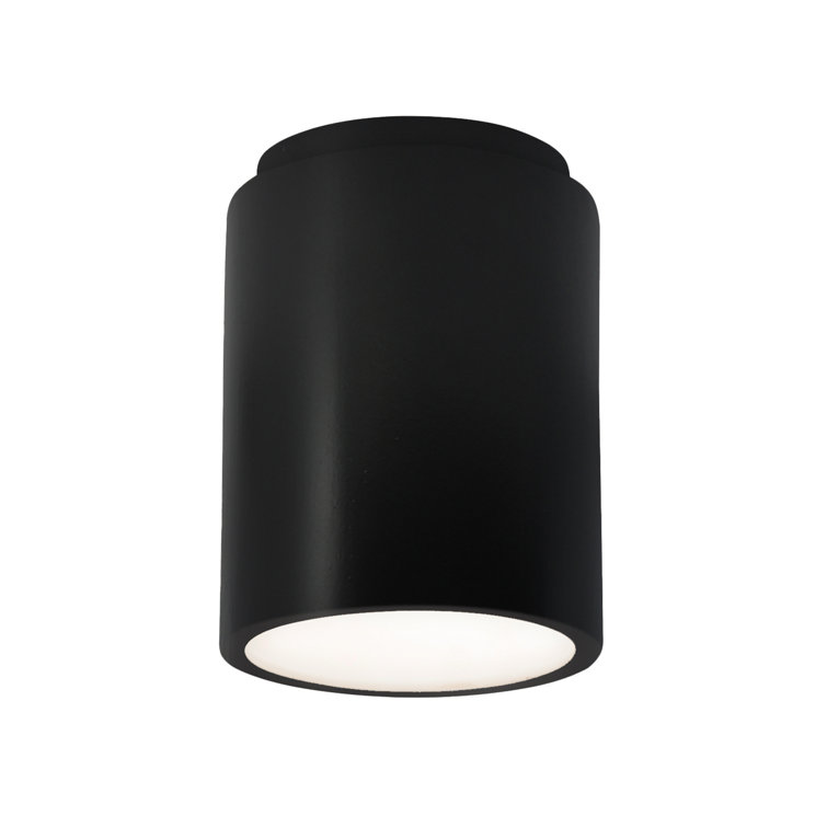 Matte Black Cylinder Ceramic Outdoor Wall Light 8.5"