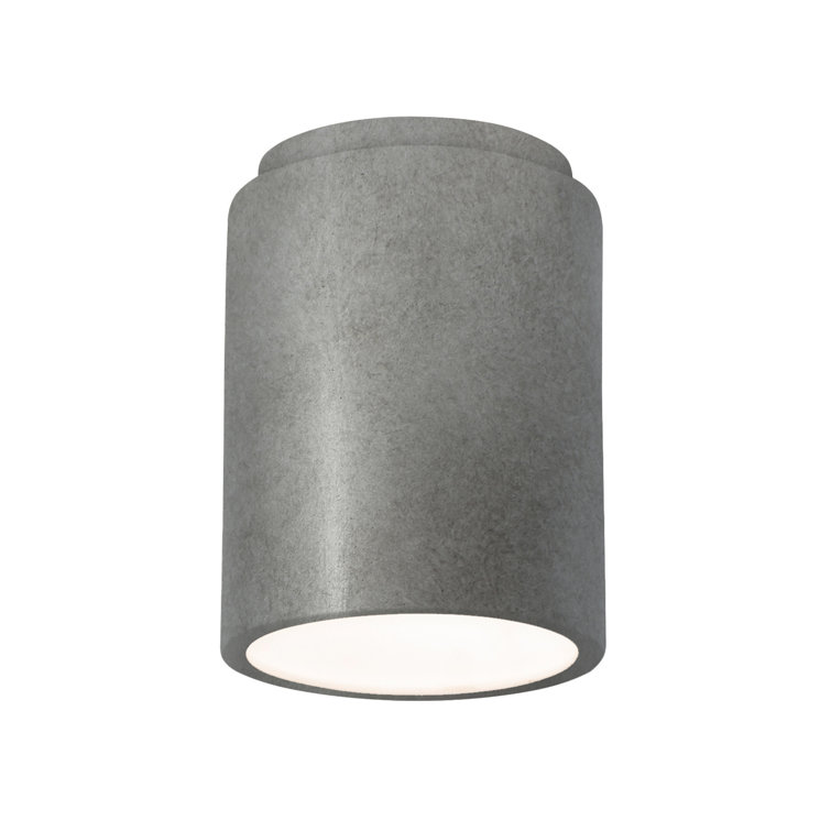 Antique Silver Ceramic Drum Flush Mount Light