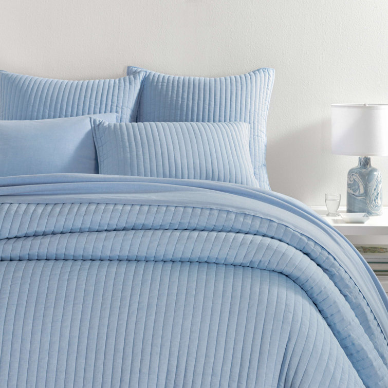French Blue Full/Queen Cotton Reversible Quilt