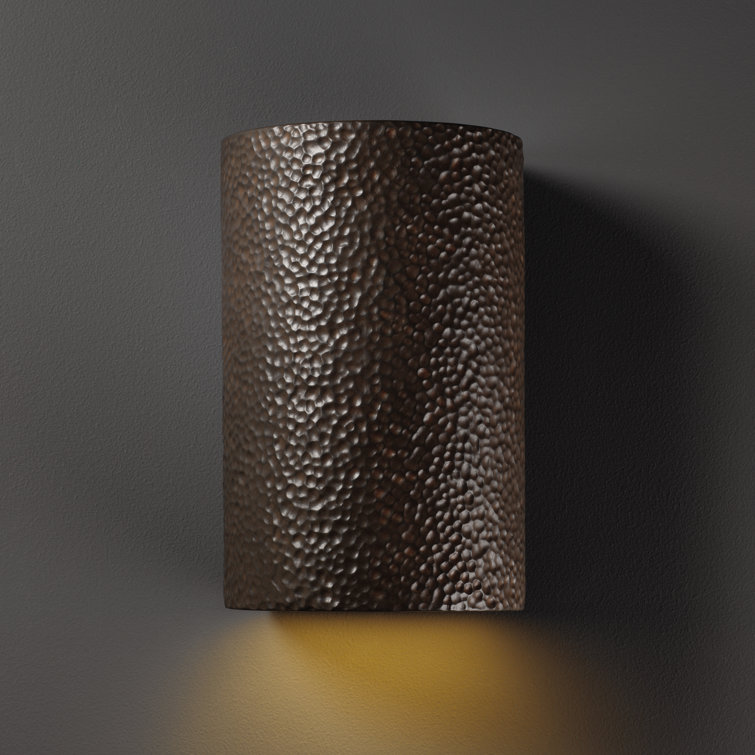 Hammered Iron Cylinder Ceramic Outdoor Wall Light